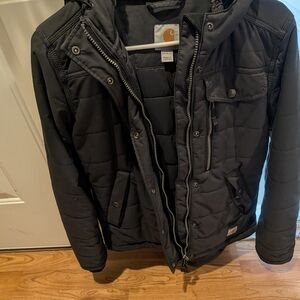 Carhartt Men's Black Quilted Puffer Jacket with Hood